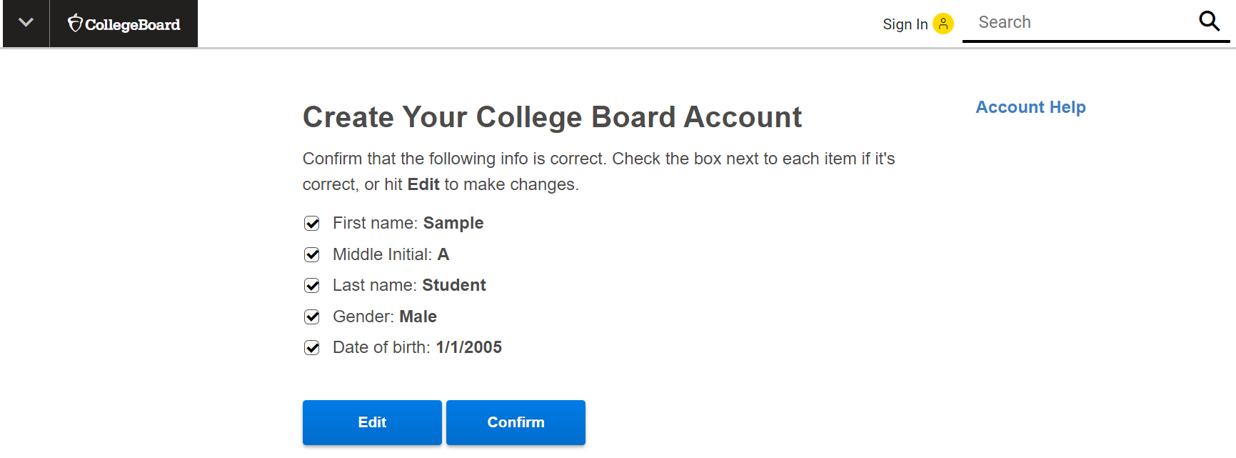 Create a Student Account