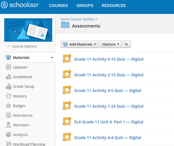 grading assignments in schoology